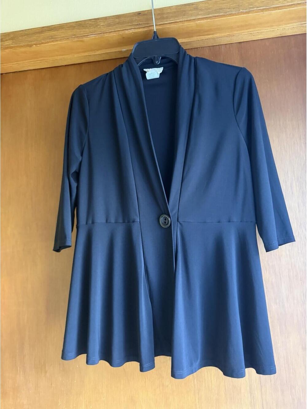 Carol Rose Womens Black Blazer with Single Button Closure Size Small